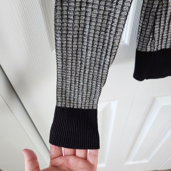 Daisy Fuentes Black/White Knit Button Up Long Sleeve Sweater - Picture 6 of 9